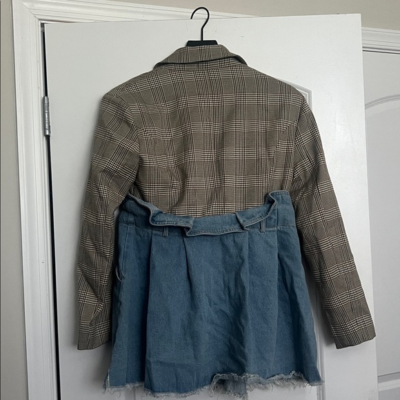 Plaid and Denim Blazer Jacket - Picture 2 of 2